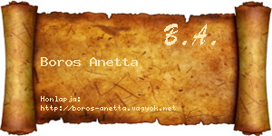 Boros Anetta névjegykártya